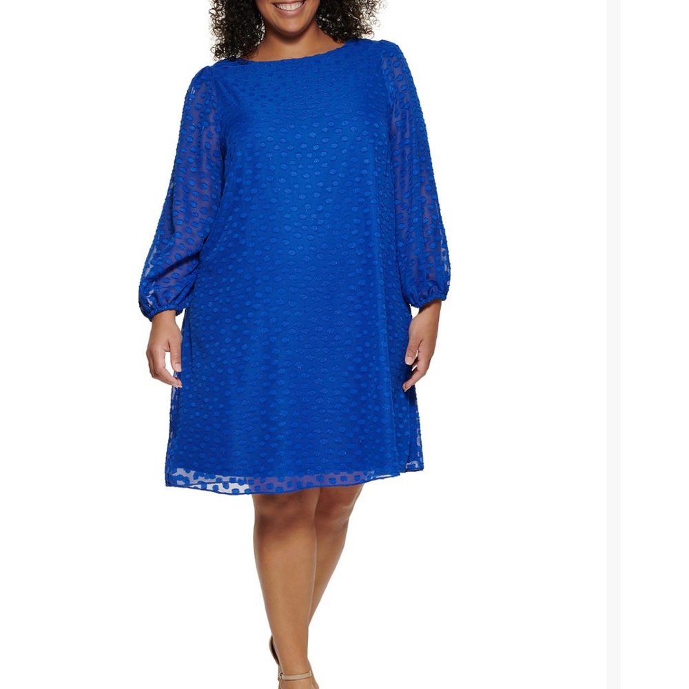 Jessica Howard Blue Textured Midi Dress